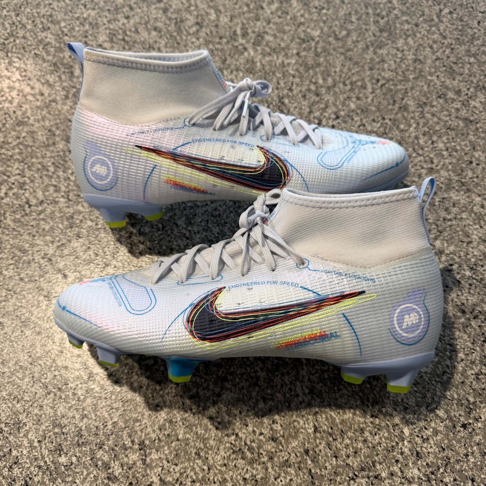 Nike Mercurial Superfly 8 Academy MG Soccer Cleats Grey Multi DJ2843-054 Kids 6Y